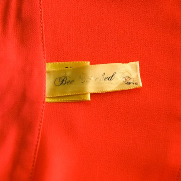 BEE STITCHED Coral Sheer Blouse 3/4 Sleeves - Size Medium - Picture 8 of 10